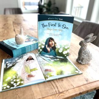 Easter books on table